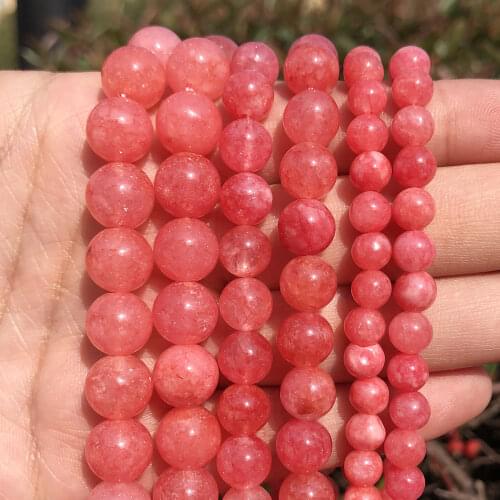 Natural Pink Angelite Quartzs Stone Beads Round Loose Beads 4/6/8/10mm For Jewelry Making DIY Bracelets Necklace 15