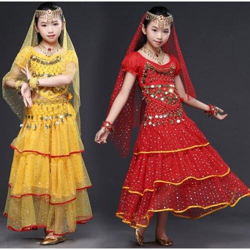 New Children Bollywood Dance Costumes Indian Dance Costume for Kids Belly Dance Stage Performance Costume