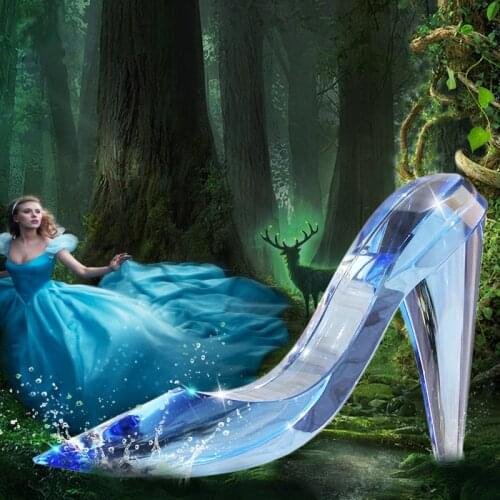 Crystal crafts Cinderella crystal shoes creative Birthday wedding gift transparent high heels glass jewelry figurine