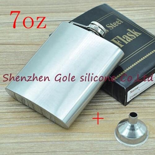 Wholesale 50pcs/lot Mini Portable 7oz Stainless Steel Hip Flask Liquor Whisky Alcohol Cap + Funnel Drinkware Hot Sale Gift