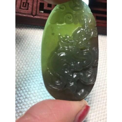 Real hetian green jade handcarved Chinese zodiac dragon jade pendant necklace unique jadeite jade necklace women men jewelry