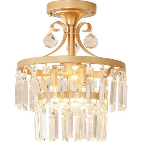 Post Modern Pendant Lights Nordic All Copper K9 Crystal Hanging Lamp Light Dinning Room Foyer Bedroom E14 LED Lighting Fixture