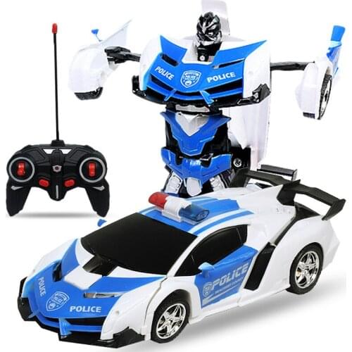 QWZ New Led Light Rc Car Transformation Robot Car 1:18 Deformation RC Car Toy Electric Deformation Models Toy For Boy Girls Gift
