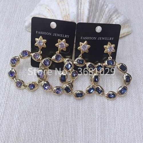 Luxurious crystal individual character earring is contracted 100 build temperament circle restoring ancient ways earring