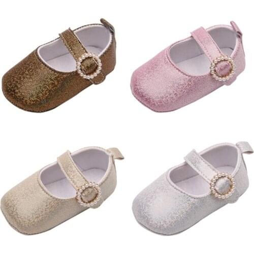 Newborn Baby Shoes Shallow Princess Prewalkers Girl Pearl Buckle Fashion First Walker Kids Shoes