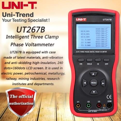 UNI-T UT267B Intelligent Three Clamp Phase Voltammeter, Phase Sequence Measurement Data Storage Detection Rate
