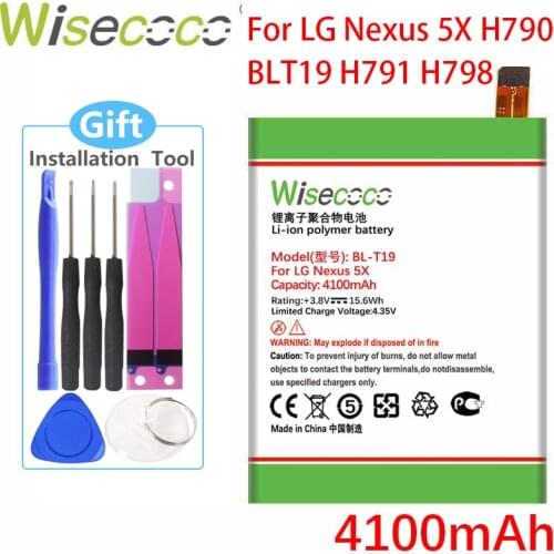 Wisecoco BL-T19 4100mAh New Battery For LG Nexus 5X H791 H798 H790 BLT19 Internal High Quality