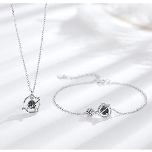 925 Sterling Silver Chain Bracelets With Blue Planet Zirconia Charm Bracelets For Women Jewelry Gifts 2021