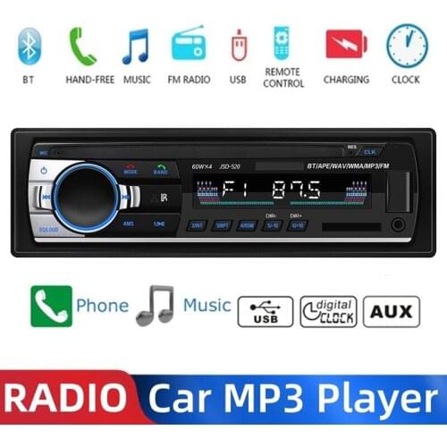 1Din Car MP3 Player Bluetooth Autoradio Stereo Radio FM AUX Input Receiver SD USB Music Player 12V Multimedia Radio