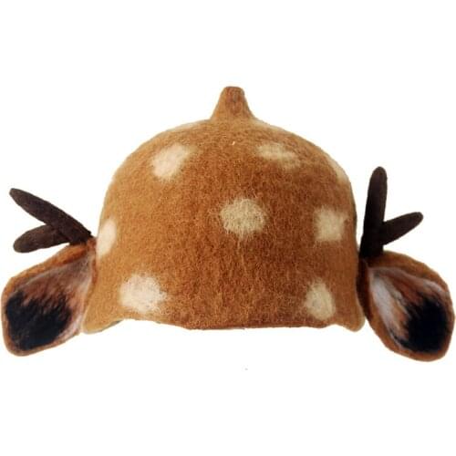 2021 Hot New Handmade Original Wet Felt Forest Elk Cap Elf Hat Artistic Temperament Hat