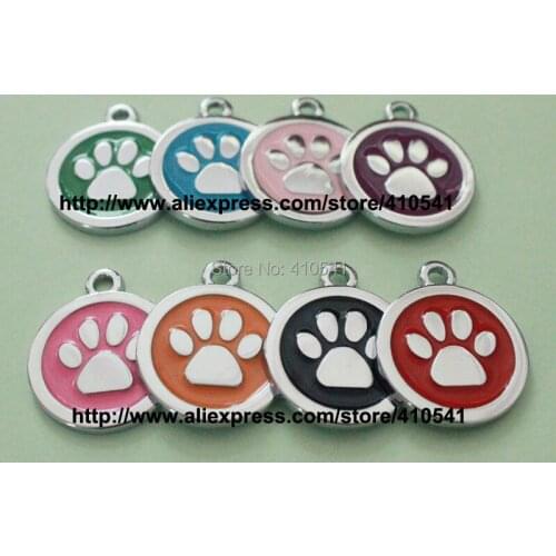 Free shipping pet tag zinc alloy dog name tag 25mm round paw shape pet id tag pendant for animal mix colors