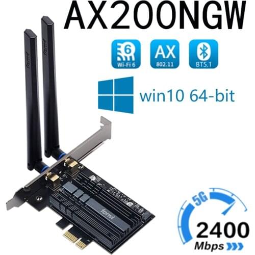 Fenvi Tri Band 5374Mbps Wireless Network Card Wi-Fi 6E Intel AX210 WiFi Adapter AX200NGW 802.11ac/ax Bluetooth 5.2 For Desktop