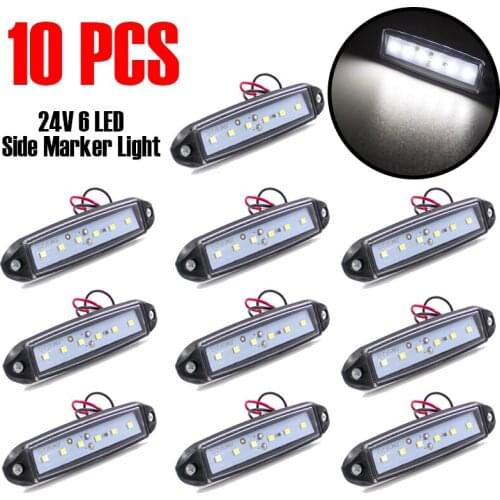 10pcs 24V 6 SMD LED Car External Lights Side Marker Indicator Rear Side Warning Tail Lamp Car Truck Trailer Lorry White