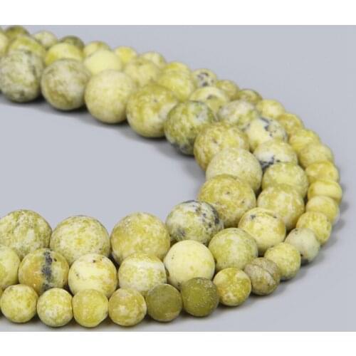 Natural Matte Round Yellow Turquoises Jaspers Stone Beads Loose Spacer 4 6 8 10 12 MM Charm Beads For Jewelry Making Accessories