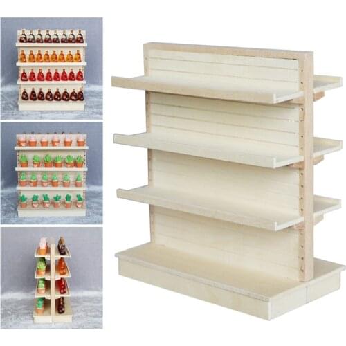 Wooden 1:12 Scale Dollhouse Miniature Supermarket Shelves for Food Drink Display Furniture Toys 85AC