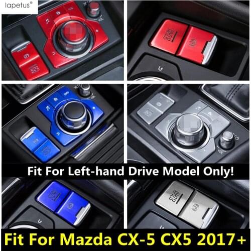 For Mazda CX-5 CX5 2017 - 2021 Electrical Handbrake Park / Center Multimedia Button Panel Red / Blue / Silver Metal Cover Trim