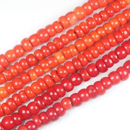 Smooth Red/Orange Coral 5X10mm Irregular Rondelle Beads 15inch per strand, For DIY Necklace Bracelat Jewelry Making