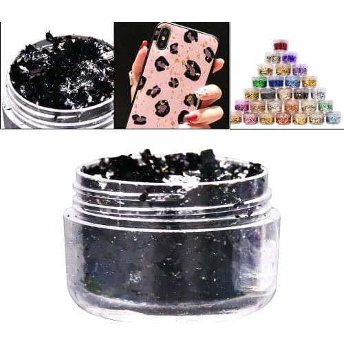 Imitation Gold Foil Fragment Black Nail Glitter for DIY Nails Sticker Art Nail Decorations Multi Color Gold Leaf Flakes