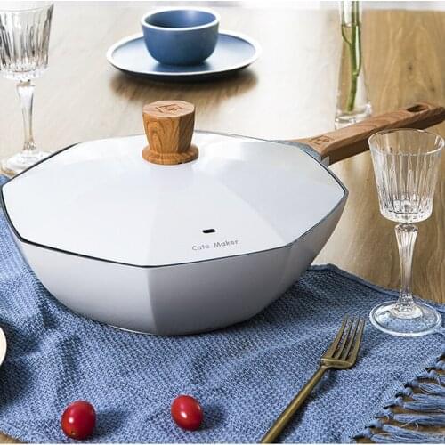 Maifan Stone Non-stick Pan Household Octagonal Wok One-piece Die-cast Wok Gas Stove Special for Induction Cooker Kitchenware Set