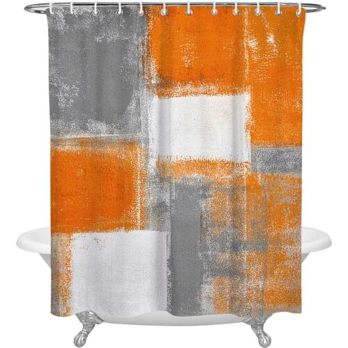 Oil Painting Abstract Geometric Orange Shower Curtains Bathroom Curtain Waterproof Polyester Frabic Bathroom Curtain with Hooks