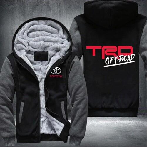 New Winter Mens Toyota TRD Car Logo Harajuku Thicken Jacket Sport Hip Hop Male Hoodies Casual Sweatshirts Coat