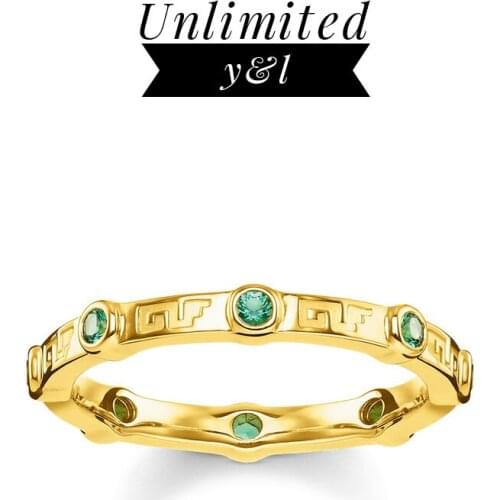 Green Stone Golden Eternity Rings Thomas Style 925 Sterling Silver Glam Fashion Good Jewelry for Women Men 2019 New Arrivals