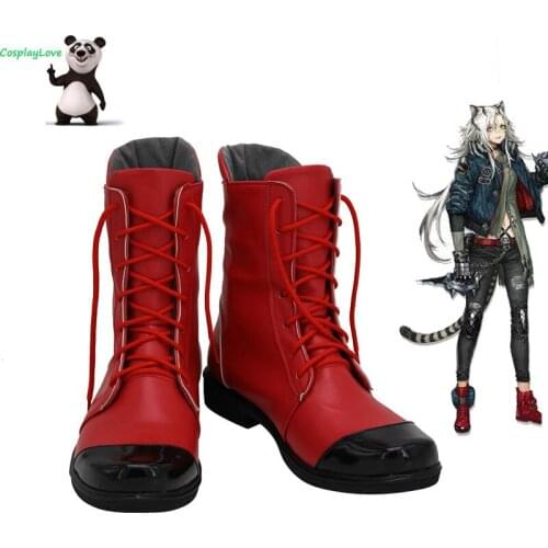 CosplayLove Arknights Indra Red Cosplay Shoes Cosplay Long Boots Leather Custom Made