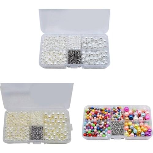 Round Beads with Plastic Grids Box Children DIY Toys 4-10mm Simulation Pearl