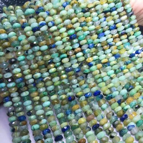 ICNWAY Natural lapis Chrysocolla 4-x7mm Faceted roundel Gemstone Beads for Jewelry Making Necklace Bracelet 15inch