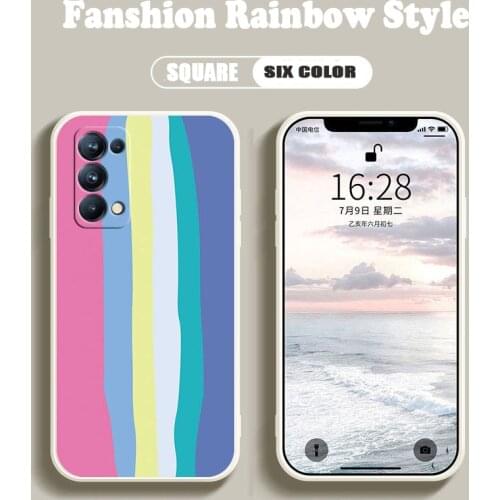 LOVECOM Square Rainbow Liquid Silicone Case For Samsung A52 A72 A32 A12 A51 A71 A31 S21 Plus S10 S9 S8 Note 10 Plus Soft Cover