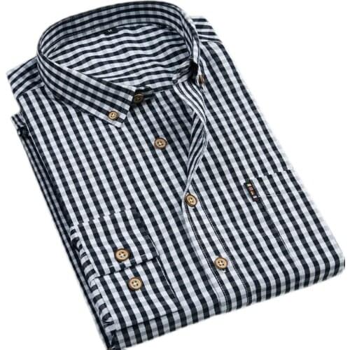 Men Plaid Shirt Cotton Spring Autumn Casual Long Sleeve Shirt Soft Comfort Slim Fit Styles Brand Man Plus Size