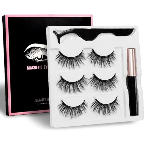 Advanced Magnetic Eyelashes & Magnetic Eyeliner & Tweezer Set 3 Pairs 5 Magnet Waterproof Eyelashes Eyeliner 3D Full Eyelashes