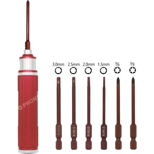 6 In 1 Hex Screw Driver Set RC Drone Repair Kit 1.5/2.0/2.5/3.0mm Hex Screwdrivers for RC Model Car Boat Aircraft DIY Hand Tool