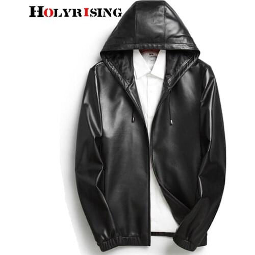 New Genuine Leather Jackets Sheepskin Windproof Chaqueta De Los Hombre Hooded Soft Motorcycle Coats Zipper Black Menswear 19480