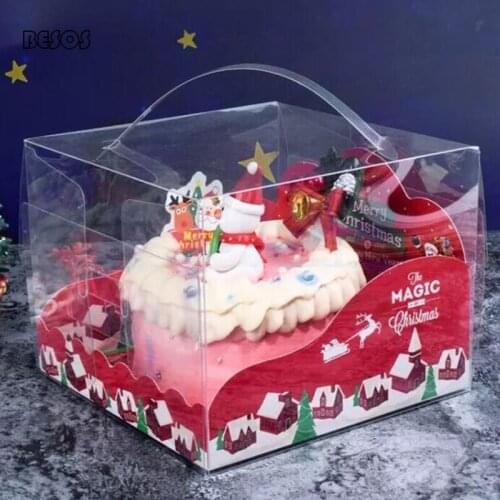 Wholesale Transparent Pvc 3D Santa Claus Cake Gift Box Christmas Wedding Party Festival Celebration Cake Flower Doll Gift Box