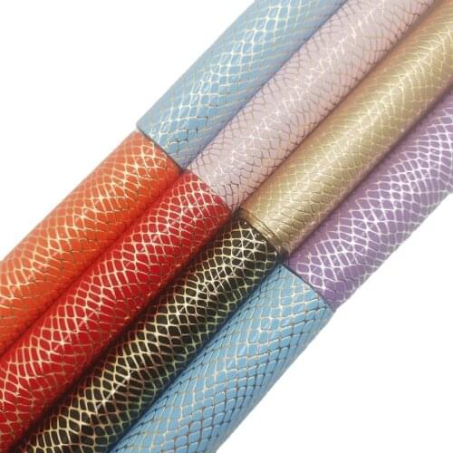 Onefly Wholesales Dropshipping Leather Supplier Gold Snake Embossed Synthetic Leather For Bow DIY FZ213