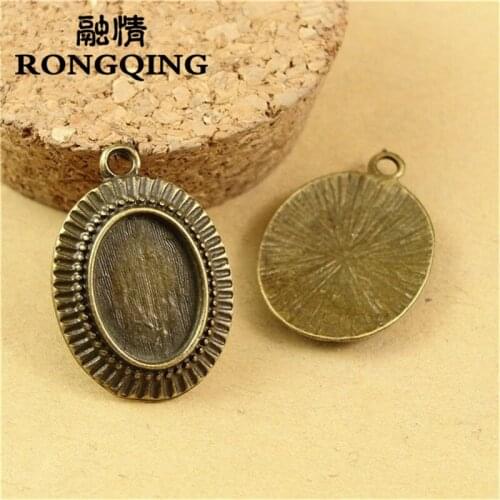 RONGQING 14*10MM 60pcs/lot oval Retro Tray necklace DIY Accessories Wholesale Craft