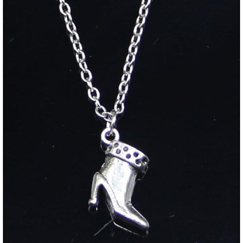 20pcs New Fashion Necklace 13x13x5mm high heeled shoes boots Pendants Short Long Women Men Colar Gift Jewelry Choker