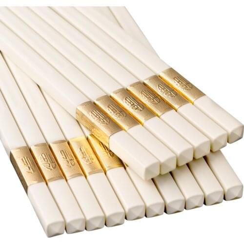 White Gold Chop Sticks Silver Fu Chinese Chopsticks China New Year Gift Alloy Sushi Hashi Long Chopstick Set Restaurant Cutlery