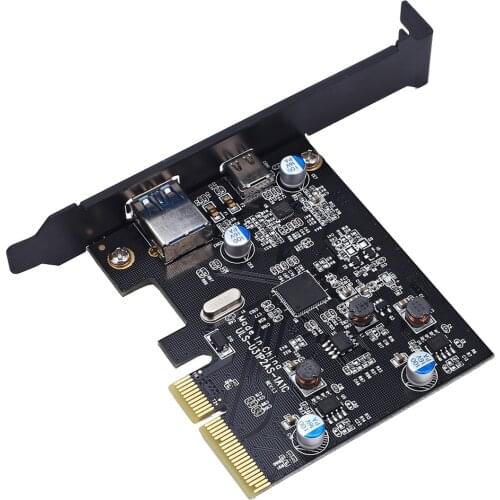 Add on Cards External USB 3.1 10Gbps PCI Express Riser Card 1x Type C & 1x Type A USB 3.0 Port Expansion Adapter for PC Miner