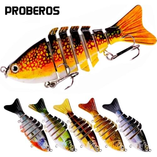 PROBEROS 6PC 7 Sections Fishing Lure 10cm/3.94"-0.43oz/12.1g Swimbait Fishing bait 6# Black Hook Fishing Tackle