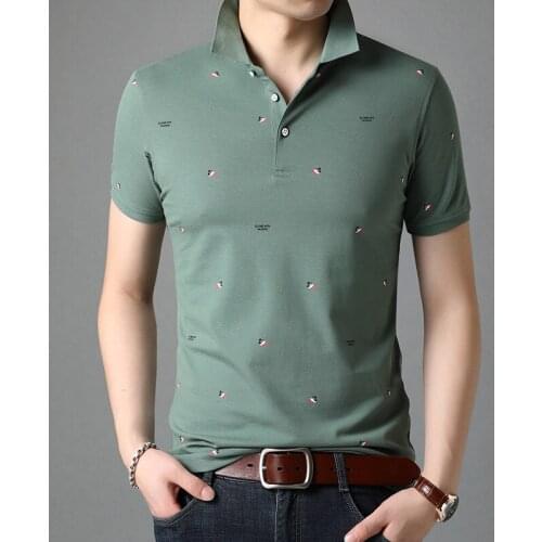 Summer New men Polo Shirt synthetic fiber Mens Polo Shirt lapel Short Sleeve mens Floral print Business Casual Polo Shirts Fad
