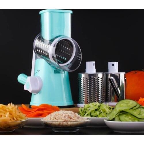 Manual Vegetable Mandoline Cutter Multifunctional Rotary Potato Cheese Slicer Grain Grinding Grinder Kitchen Tool 3 Blades