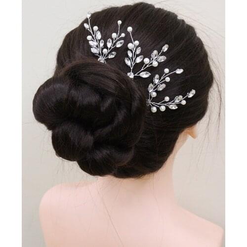 Chic Silver Wedding Accessories Pearl Rhinestone Hairpieces Elegant Women Hair Jewelry For Bride Headdresses for Hair Pins
