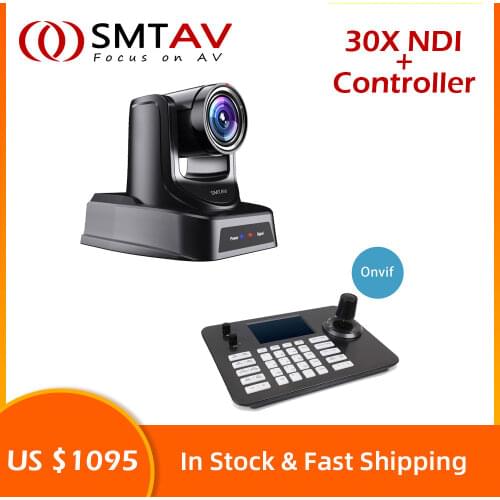 SMTAV NDI PTZ Camera,30x + 8x Zoom,Live Streaming Camera with HDMI,3G-SDI and IP Outputs,NDI HX 4.5,for Church,Business etc