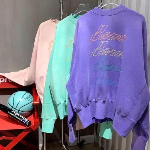 LOGO Printing WE11DONE Sweatshirts Men Women High Quality Retro Washing Welldone Crewneck Hoodie Street wear