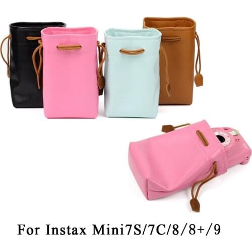Colorful PU Leather Draw pocket Camera Bag Case Cover with Shoulder Strap For Fujifilm Instax Mini 9 Mini 8 Mini 8+ 7s 7c Camera