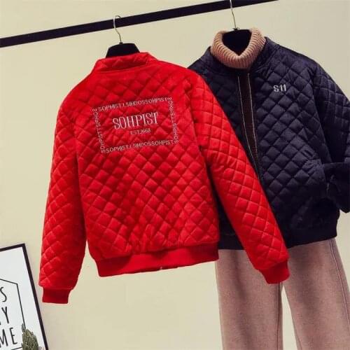 Women Cotton Jacket 2021 New Loose Diamond Short Coat Winter Padded Jackets Fashion Outwear Casual Overcoat Parkas Female Coats