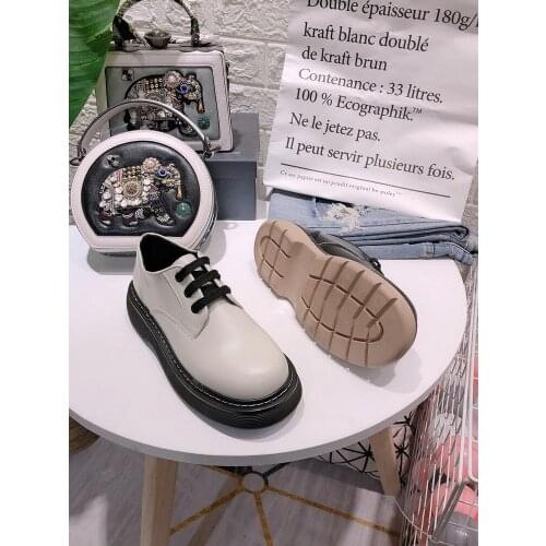 2021 spring and autumn new ladies all-match British small leather shoes thick-soled fashion lace-up casual shoes