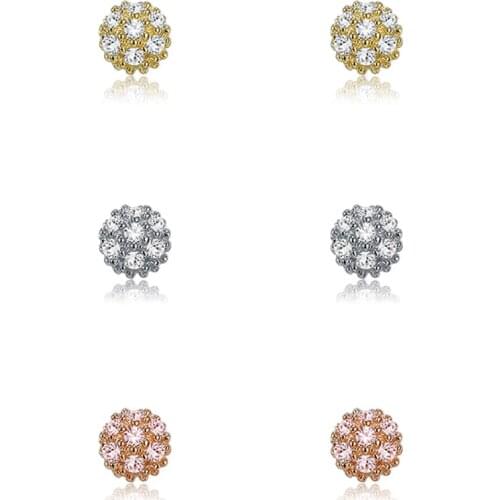 SILVERHOO 100% 925 Sterling Silver Round Zircon Stud Earrings Women Red Heart And Ball Pearl Earrings Set Anniversary Jewelry